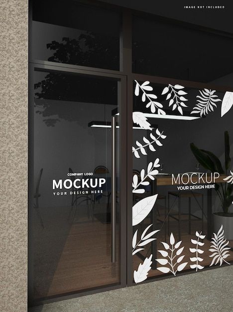 Cafe Glass Design, Cafe Glass Door, Cafe Mockup, Cafe Banner, Glass Door Design, Shop Signage, Fabric Box, Cafe Ideas, Board Display