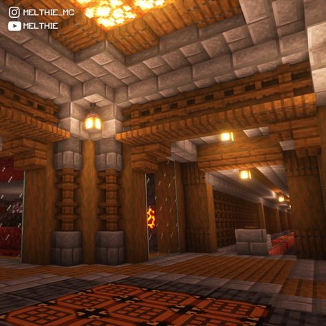 Minecraft House Inside Wall Designs, Minecraft House Inspiration Inside, Minecraft Hallways Ideas, Under Ground Minecraft Base, Minecraft Underground Wall Design, Minecraft Barracks Interior, Cool Underground Minecraft Base, Minecraft Underground Tunnel Designs, Minecraft Secret Base Interior Ideas