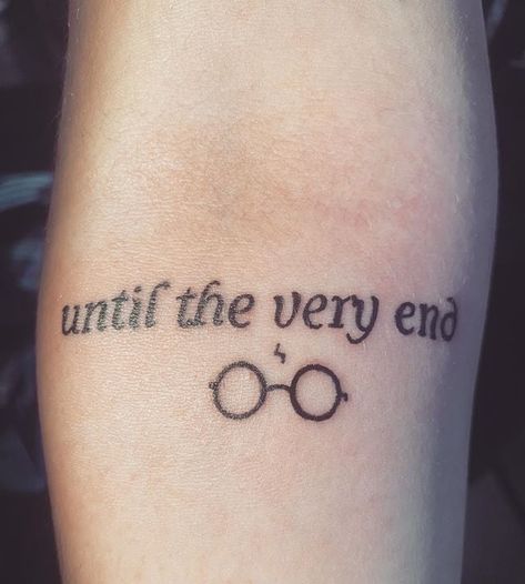 Small Harry Potter Tattoo Ideas | POPSUGAR Tech Matching Harry Potter Tattoos, Harry Potter Tattoo Unique, Tiny Harry Potter Tattoos, Hp Tattoo, Matching Best Friend Tattoos, Potter Tattoo, Until The Very End, Harry Potter Tattoos, Harry Potter Tattoo