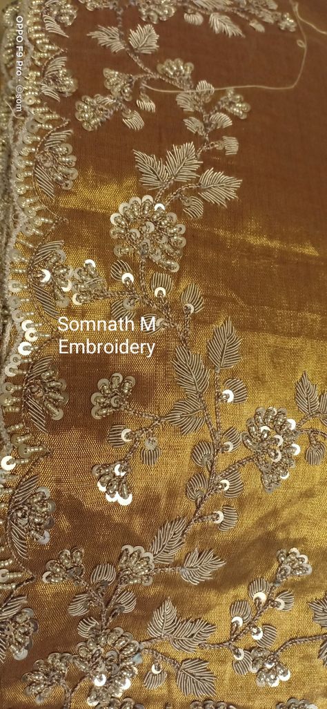 #zardoziwork Heavy Zardosi Work Dupatta, Dabka Hand Embroidery, Embroidery Dabka Work Design, Dabka Work Embroidery Gharara, Gharara Embroidery Designs, Zardozi Work Gharara, Duppata Embroidery Design, Hand Zari Embroidery Designs, Zari Suit Designs