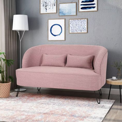 Pretty in Pink: Christopher Knight Home Nilton Modern Loveseat Modern Loveseat, Settee Sofa, Small Sofa, Christopher Knight, Noble House, Hairpin Legs, Christopher Knight Home, Living Room Furniture Sofas, Loveseat Sofa