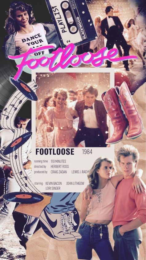 Footloose Wallpaper, Footloose Musical, Footloose Movie, 1980s Movie Posters, Musical Wallpaper, Country Line Dancing, Movie Collage, John Lithgow, Kevin Bacon