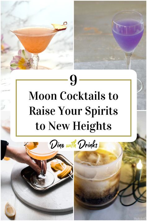 Collage of 4 moon cocktails. Moon Themed Drinks, Eclipse Themed Cocktail, Full Moon Dinner Party, Moon Themed Cocktails, Moon Cocktail, Full Buck Moon, Blue Moon Beer, Easy To Make Cocktails, Sturgeon Moon