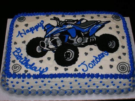 4 Wheeler Marble 1/4 sheet, FBCT Atv Cake, 4 Wheeler Cake, Construction Birthday Cake, Fox Cake, Four Wheeler, 4th Birthday Cakes, Cake Mix Cookie Recipes, 3rd Birthday Cakes, Cake Central