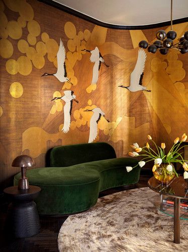 De Gournay Wallpaper, Flower House, Hand Painted Wallpaper, Art Deco Wallpaper, Room Deco, Design Del Prodotto, Painting Wallpaper, Art Deco Interior, A Living Room