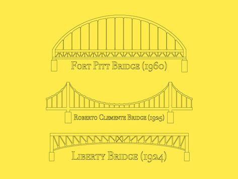 Pittsburgh Bridges Art, Pittsburgh Bridge Tattoo, Bridge Sketch, Pittsburgh Wedding Cookie Table, Pittsburgh Bridges, Pittsburgh Tattoo, Roberto Clemente Bridge, Bridge Tattoo, Bridge Drawing