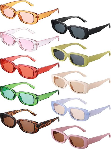 Amazon.com: 10 Pairs Small Rectangle Sunglasses Women Retro Square Glasses Vintage Wide Frame Eyewear for Women Girls (Multi Color) : Clothing, Shoes & Jewelry Fall Clothing Essentials, Sunglasses Party Favor, Y2k Sunglasses, Chunky Heel Ankle Boots, Fall Wardrobe Essentials, Fall Capsule Wardrobe, Square Glasses, Vintage Eyewear, Rectangular Sunglasses