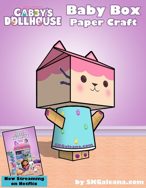 Baby Box Printable Paper Craft Inspired from Gabby’s Dollhouse! – SKGaleana Gabby Dollhouse, Box Printable, Free Printable Crafts, Sprinkle Party, Printable Box, Papercraft Printable, Doll House Crafts, Diy Bebe, Baby Box