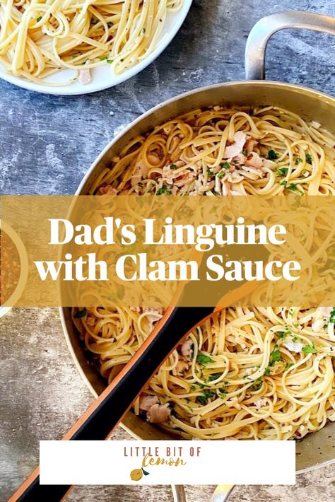 Dad's famous linguine with clams is a recipe passed down in the McCann Family for generations. I dare to say we've perfected it. Linguini With Clam Sauce Canned, Linguini And Clams Recipe, Clam Linguine Recipe, Clam Pasta Recipe Linguine, Linguine With Clam Sauce Canned Clams, Creamy Clam Sauce Linguine, Easy Linguine With Clam Sauce, Linguini With Clam Sauce, Linguini With Clam