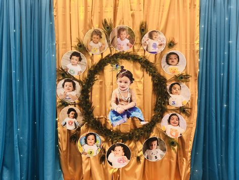 Krishna Theme Decoration For Naming Ceremony, Namakaranam Photos, Chhathi Decoration For Baby, Mundan Ceremony Decoration Ideas, Naamkaran Decoration Ideas, Namkaran Decoration Ideas At Home, Mundan Ceremony Decoration, Krishna Theme Decoration, Cradle Ceremony Decorations