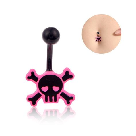 Belly Button Rings Dangle, Cute Belly Rings, Bellybutton Piercings, Belly Piercing Jewelry, Belly Piercing Ring, Belly Button Jewelry, Belly Jewelry, Pink Skull, Navel Piercing