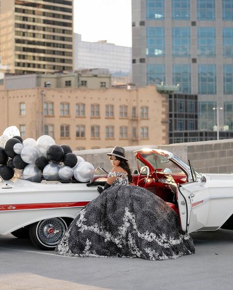 Low rider queen I love that you could see her style in all of the details of her quince. . . . #lowriderquinceanera #lowriderlifestyle #lowrider #quinceaneraphotography #utahquinceañera Lowrider Quinceanera Pictures, Chicana Quinceanera Theme, Quince Photoshoot Ideas, Quince Photoshoot, Quinceanera Pictures, Quinceanera Photography, Chicana Style, Quinceanera Themes, I Am A Queen