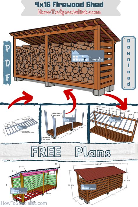 Firewood Shed Plans, Firewood Storage Outdoor, Outdoor Firewood Rack, Wood Shed Plans, Cord Wood, Firewood Shed, Lean To Shed, Wood Storage Sheds, Firewood Rack