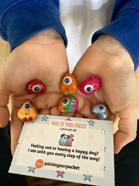 Diy Worry Monster, Worry Monster Activity, Worry Stone Poem, Worry Pets Diy, Mini Society Ideas For Kids, Diy Gifts For Students, Kindness Projects For Kids, Worry Stones Diy, Hug Monster