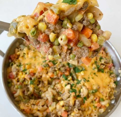 Shipwreck Mac & Cheese | 12 Tomatoes Shipwreck Casserole, Dinners To Make, Comfort Food Recipes Dinners, 12 Tomatoes, Cheesy Sauce, Mac Cheese, Cheese Serving, Frozen Vegetables, Cooking Together