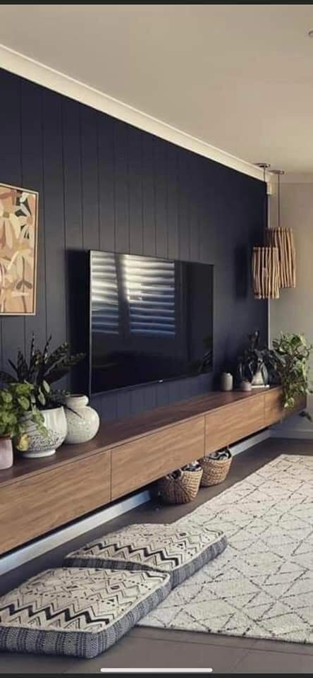 Ruang Tv, Basement Living Rooms, Casa Country, Tv Wall Decor, Accent Walls In Living Room, Living Room Remodel, Room Remodeling, Living Room Inspo, New Living Room