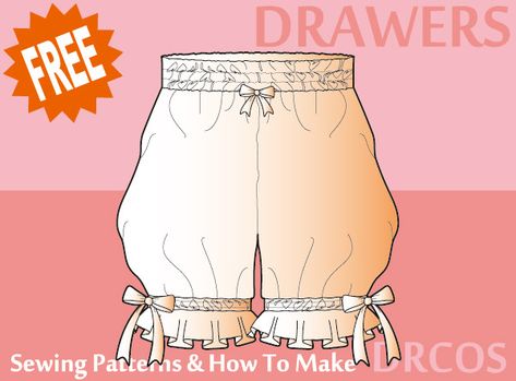 Make Drawers, Cute Clown Costume, How To Make Drawers, Japanese Sewing Patterns, Ruffle Pattern, Halloween Sewing, Costume Sewing Patterns, Sewing Lingerie, Diy Clothes Design