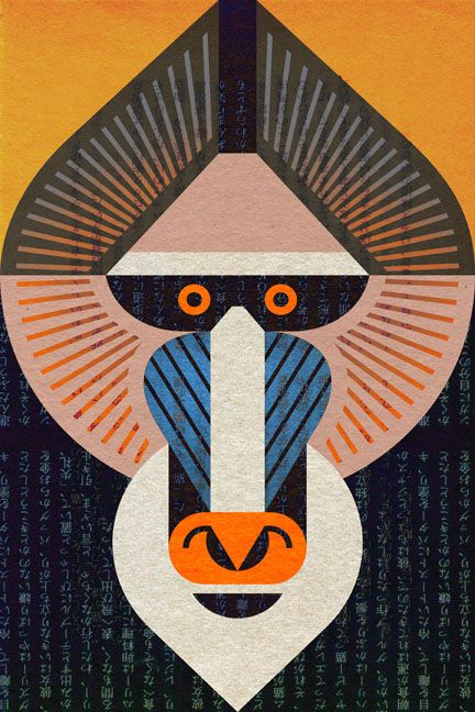 Scott Partridge African Monkey, Scott Partridge, Monkey Illustration, Native Artwork, Mandrill, Graphic Design Infographic, Graphic Arts Illustration, Animal Graphic, Geometric Animals