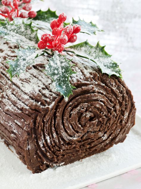 15 Retro Christmas Foods Deserving of a Comeback | 31Daily.com Holiday Recipes Christmas Desserts, Yule Log Recipe, Christmas Yule Log, Chocolate Yule Log, Chocolate Roll Cake, Yule Log Cake, Holiday Desserts Table, Log Cake, Holiday Dessert Recipes