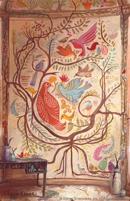 Claire Keane, Tangled Concept Art, Wall Murals Painted, Birds And Flowers, Arte Sketchbook, Art Et Illustration, Visual Development, Pics Art, Mural Art