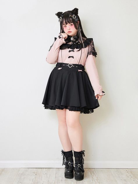 Plus Size Kawaii, Dolly Fashion, Jirai Kei, Kawaii Fashion Outfits, Pink Lotus, Illusion Neckline, Alternative Outfits, Chiffon Shirt, Dress Top