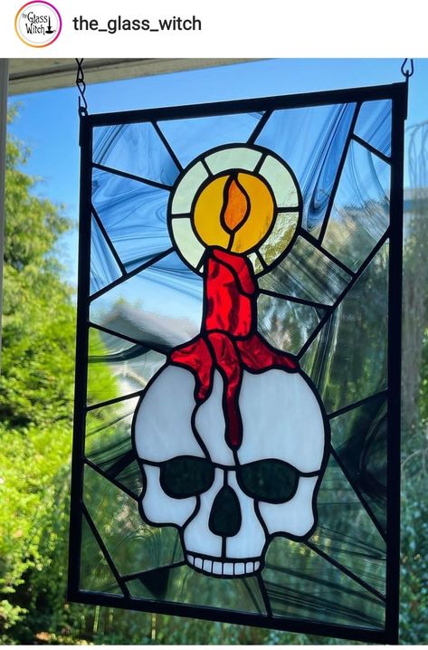 Gothic Stained Glass Art, Goth Stained Glass Patterns, Skeleton Stained Glass Pattern, Creepy Stained Glass Art, Horror Stained Glass Pattern, Skull Stained Glass Art, Stained Glass Skull, Creepy Stained Glass Window, Stained Glass Painting