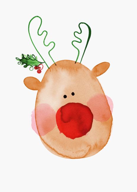 Margaret Berg : holiday / christmas Crismas Drawings Ideas, Reindeer Watercolor, Watercolor Christmas Cards, Diy Christmas Cards, Red Nose, Christmas Drawing, Noel Christmas, Christmas Paintings, Christmas Illustration