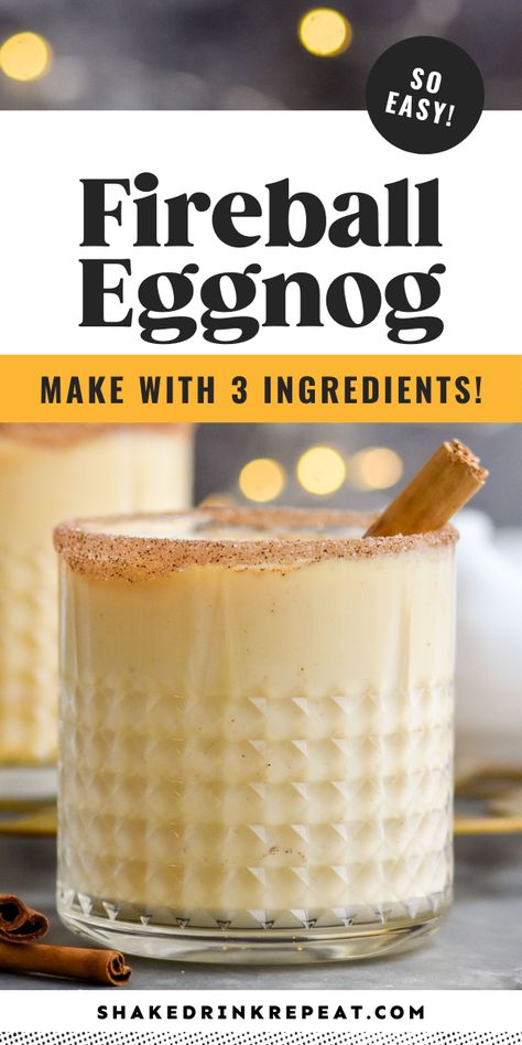 Fall Cocktails With Fireball, Healthy Fall Alcoholic Drinks, King Cake Bushwacker, Eggnog Fireball Cocktail Recipes, Creamy Fireball Drinks, Cinnamon Rum Drinks, Eggnog Holiday Drinks, Recipes Using Fireball Whiskey, Eggnog And Fireball