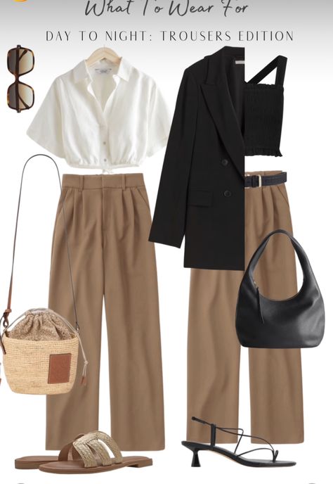 Camel Trousers Outfit, Camel Pants Outfit, Wide Leg Trousers Outfit, Camel Outfit, Camel Pants, Trousers Outfit, Trouser Outfit, Minimalist Wardrobe, Business Casual Outfits