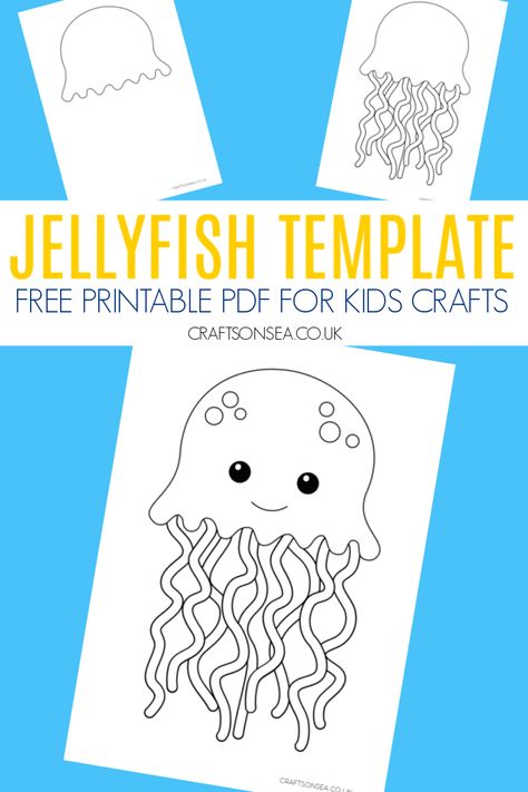 Jellyfish Template (FREE Printable PDF) Jelly Fish Activities Preschool, Jellyfish Template Free Printable, Jellyfish Craft Preschool, Jellyfish Template, Fish Crafts Preschool, Turtle Template, Paper Jellyfish, Jellyfish Kids, Under The Sea Crafts