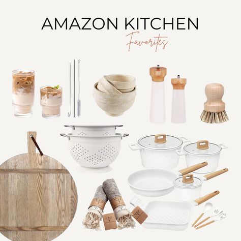 Amazon Kitchen Favorites! White Kitchen Decor Amazon, Minimalist Amazon Finds, Boho Kitchen Accessories, Amazon Kitchen Essentials, Best Kitchen Gadgets On Amazon, Amazon Fitness Finds, Neutral Kitchen Accessories, Amazon Kitchen Organization Must Haves, Small Vase Decorating Ideas