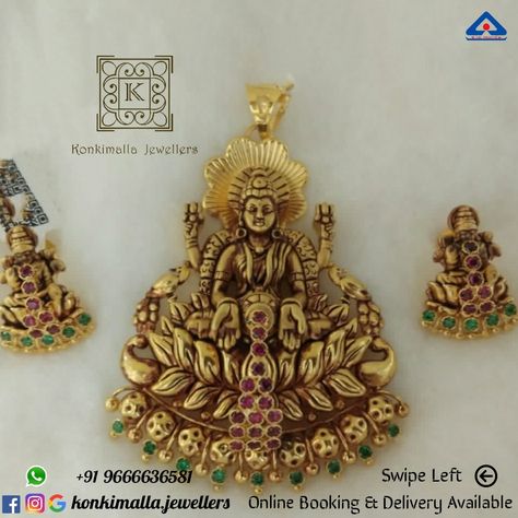 #KJ_G552 Net Weight: up to 16 grams Item : Antique Locket Studds Set Fb, Insta, Pinterest: @konkimalla.jewellers Lakshmi Locket Gold, Gold Pendant Designs, Lakshmi Pendant, Locket Gold, Pendant Designs, Gold Jewels Design, Antique Locket, Antique Bridal Jewelry, Gold Pendant Jewelry