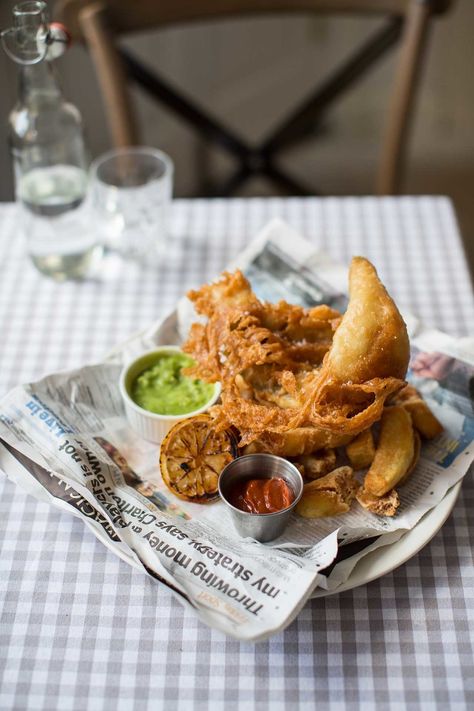 Scallop Ceviche, Traditional Fish And Chips, Fish Supper, Best Fish And Chips, Bubble And Squeak, Mushy Peas, Homemade Tartar Sauce, Matzo Meal, Beer Battered Fish