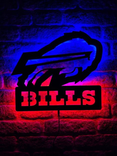 Buffalo Bills Stuff, Buffalo Bills Logo, Modern Wood Wall, Bills Logo, Buffalo Bill, Laser Cnc, Led Decor, The Buffalo, Led Sign