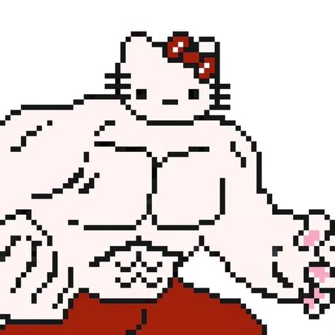 Damn hello kitty is buff broo Buff Hello Kitty, Reading List, Pixel Art, Hello Kitty, Kitty, Reading, Red, Art