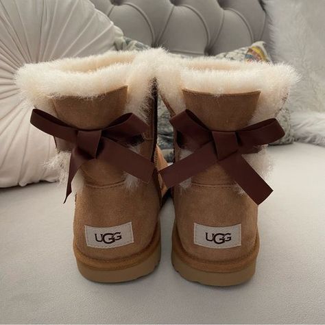 Ugg Shoes | Ugg Mini Bailey Bow Boots Chestnut Kid’s 6 = Women’s 8 | Color: Brown/Tan | Size: 8 #fashion #aesthetic #2023 Mini Bailey Bow Uggs, Ugg Mini Bailey Bow, Toddler Ugg Boots, Cute Uggs, Ugg Mini Bailey, Uggs With Bows, Mini Baileys, Bailey Bow Uggs, Ugg Mini