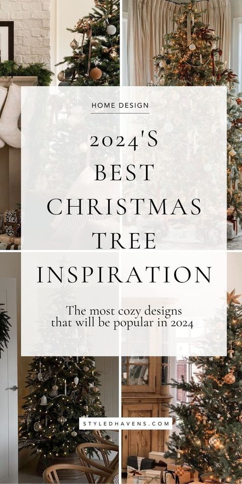 Searching for classy Christmas decor & Christmas tree inspiration? See our fav Christmas tree decorating themes for 2024 - from totally rustic and traditional to modern and aesthetic - these modern Christmas decor ideas are a must-see! (Lots of cozy Christmas decor - save to your Christmas tree inspo / Christmas decor inspiration board for later!) Classy Christmas Tree, Modern Christmas Decor Ideas, Christmas Tree Colour Scheme, Christmas Tree Inspo, Country Christmas Trees, Best Christmas Tree, Pretty Christmas Trees, Christmas Tree Decorating Themes, Minimalist Christmas Tree