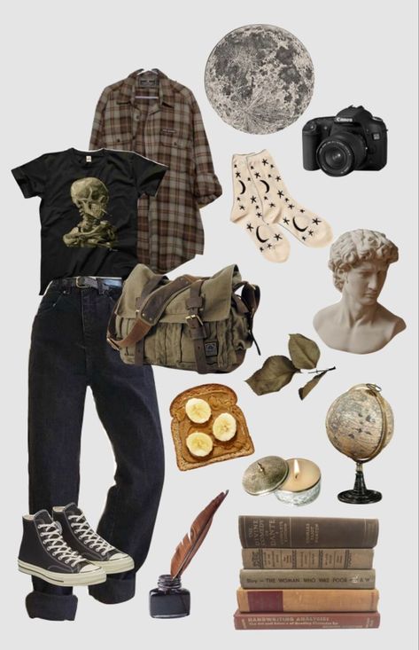 Mosswalker Aesthetic, Nature Grunge Aesthetic Outfit, Grunge X Academia, Old Grunge Outfits, Grunge X Dark Academia, Cryptid Hunter Aesthetic Outfit, Eli Core Aesthetic, Dark Academia X Grunge, Dark Academia Grunge Outfit