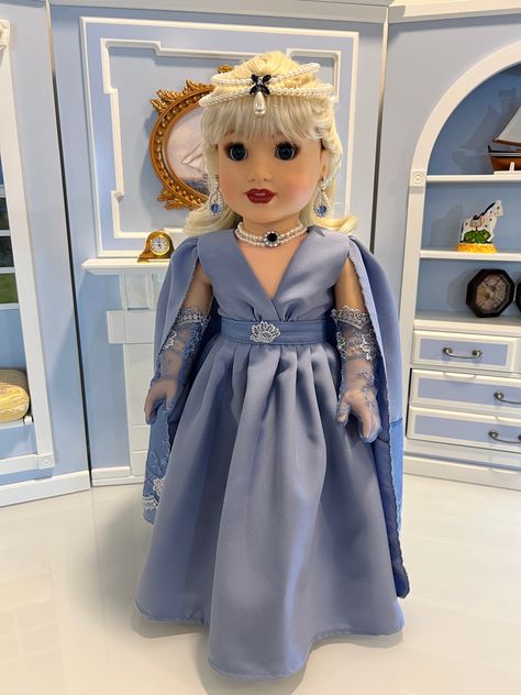 Elegant Doll Collar Dress, Historical Outfits, Doll Fancy Dress, Custom American Girl Dolls, Vintage Blue Dress With Doll Collar, Dress Bodice, Long Cape, Ag Doll Christmas Dress, Vintage Doll Collar Dress-up Dresses