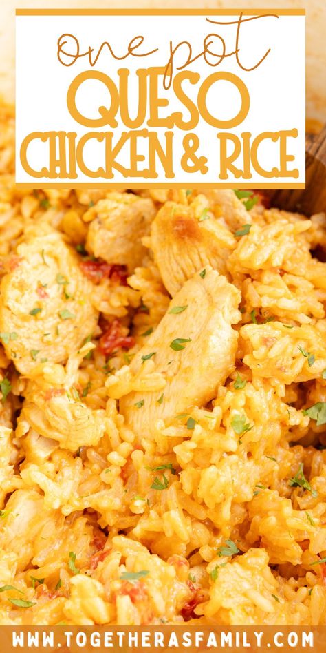 Queso Chicken And Rice Crock Pot, Fast Easy Skillet Meals, One Pot Queso Chicken And Rice, Quest Chicken And Rice, Chicken And Rice And Gravy, Recipes With Nacho Cheese Sauce, Easy But Good Dinner Recipes, Dinners With Rice Meals, Chicken Rice And Queso