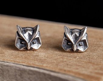 Men's Earrings, Fox Pendant Necklace, Owl Earrings Studs, Vintage Stud Earrings, Punk Earrings, Sterling Silver Owl, Womens Earrings Studs, Silver Owl, Owl Earrings