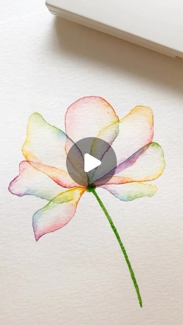 Beginner Water Painting Ideas, Watercolor Person Simple, How To Paint A Watercolor Flower, Cool Watercolour Ideas, Beginners Watercolour Ideas, Art Ideas Watercolor Easy, Watercolor For Beginners Tutorials, Watercolor Paintings For Beginners Step By Step, Easy Watercolor Background Ideas