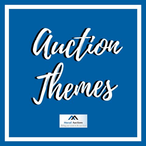 Take your event to the next level with Murad Auctions! #auction #themes Auction Themes School, Dinner Auction Themes, Auction Themes Events, Auction Aesthetic, Auction Theme Ideas, School Auction Themes, Auction Themes, Theme Baskets, School Auction