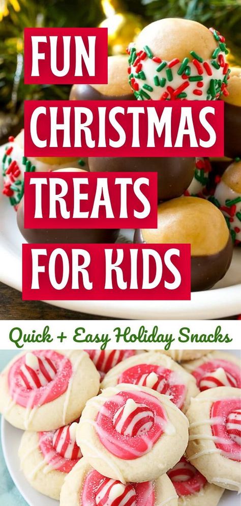 Looking for cute Christmas treats to make with children this year? Your kids will love these homemade baked goods and creative holiday-themed snacks! Try one of these 16 holiday treats next time you need something for a school party. Christmas Treats To Make With Toddlers, Fun Easy Christmas Treats For Kids, Cute Christmas Treats For School, Easy Christmas Deserts With Kids, Kid Friendly Christmas Baking, Christmas Theme Snacks For Kids, Kid Christmas Snacks, Santa Snacks For Kids, Toddler Christmas Treats