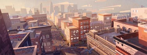 Twitter 上的 ELIOLI："@77fchen Dang!" / Twitter League Of Heroes, Marvel Background, Urban Painting, City Shoot, City Background, Visual Development, Environment Concept Art, City Aesthetic, Environmental Art