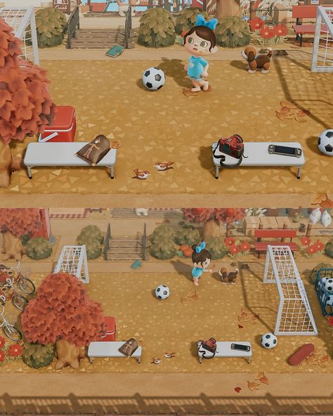 Soccer Sundays ⚽️ Thank you @acnhtreasureisland Animal crossing new horizons ACNH Nintendo switch wholesome gaming cozy design fall autumn cottagecore island idea inspiration aesthetic cosy decor build inspo game photography cute villagers small town vibes happy friendship towncore farm #acnh #acnhdesigns #acnhcommunity #acnhinspo #acnhisland #acnhdesign #acnhidea #acnhfarmcore #acnhfall #crossingcreations #nookspiration #acnhphotography #acnhaesthetic #acnhvillager #acnhvillagers #acnhf... Acnh Cottagecore Build Ideas, Acnh Island Decoration Ideas, Acnh Towncore Codes, Cute Animal Crossing Island Ideas, Acnh Pumpkin, Farm Acnh, Acnh Towncore, Autumn Cottagecore, Game Photography