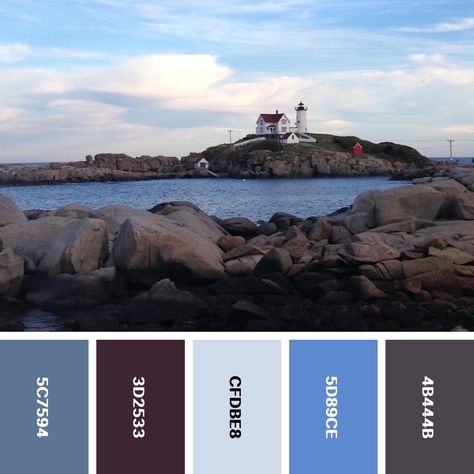 #maine #lighthouse #coastal #colorpallete #ocean #blue #purple #photography Coast Color Palette, Purple Photography, Maine Coast, Ocean Blue, Color Palettes, Blue Purple, Lighthouse, Color Palette, Maine