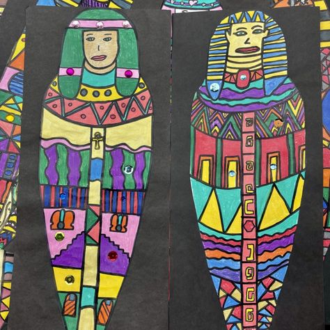 Ancient Egypt Lessons, Cleopatra Art, Painted Paper Art, Ancient Egypt Crafts, Egyptian Crafts, Ancient Egypt Projects, Egypt Crafts, Egyptian Mummy, Cinderella Art