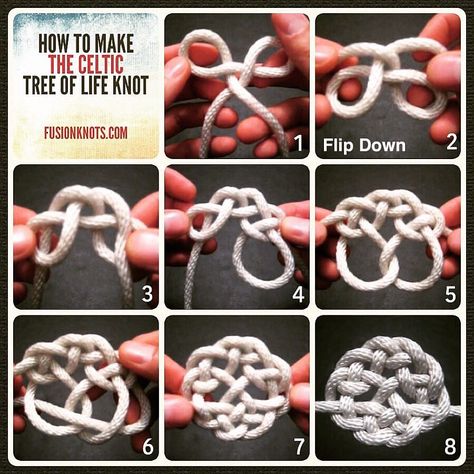 Celtic Tree of Life Knot - Step-by-Step (image) Instructions - Written instructions feat. in my book, Decorative Fusion Knots. Available… Celtic Knot Tutorial, Celtic Knot Jewelry, Decorative Knots, Macrame Knots Tutorial, Paracord Knots, Knots Diy, Tree Of Life Jewelry, Knots Tutorial, Celtic Tree Of Life