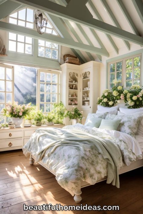 Cottage Core Guest Bedroom, French Cottage Bedroom, Cottage Bedroom Decor, Bungalow Bedroom, Cottage House Interior, French Style Bedroom, Unique Cottages, Cottagecore Home, Bedroom Upgrade